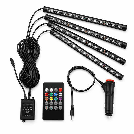 Car LED Ambient Lighting Kit — 4 Strips, App Control