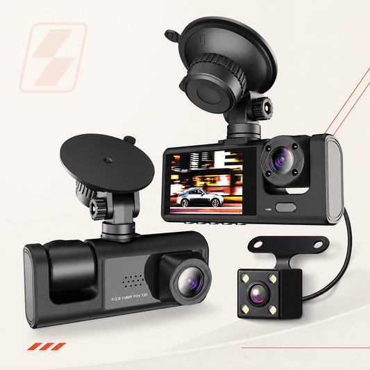 3-Channel Dash Cam — Front, Cabin & Rear
