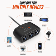 5-Socket Car Splitter with USB-C & USB-A