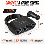 5-Socket Car Splitter with USB-C & USB-A