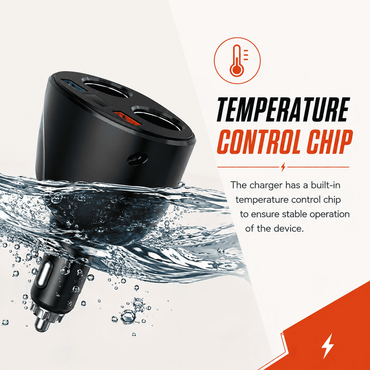 4-Way Car Socket Splitter & USB Charger