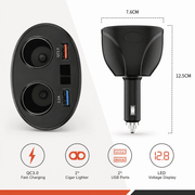4-Way Car Socket Splitter & USB Charger