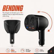 4-Way Car Socket Splitter & USB Charger