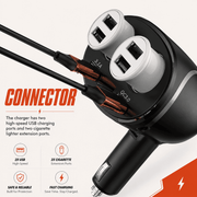 4-Way Car Socket Splitter & USB Charger