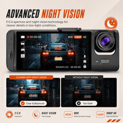 3-Channel Dash Cam — Front, Cabin & Rear