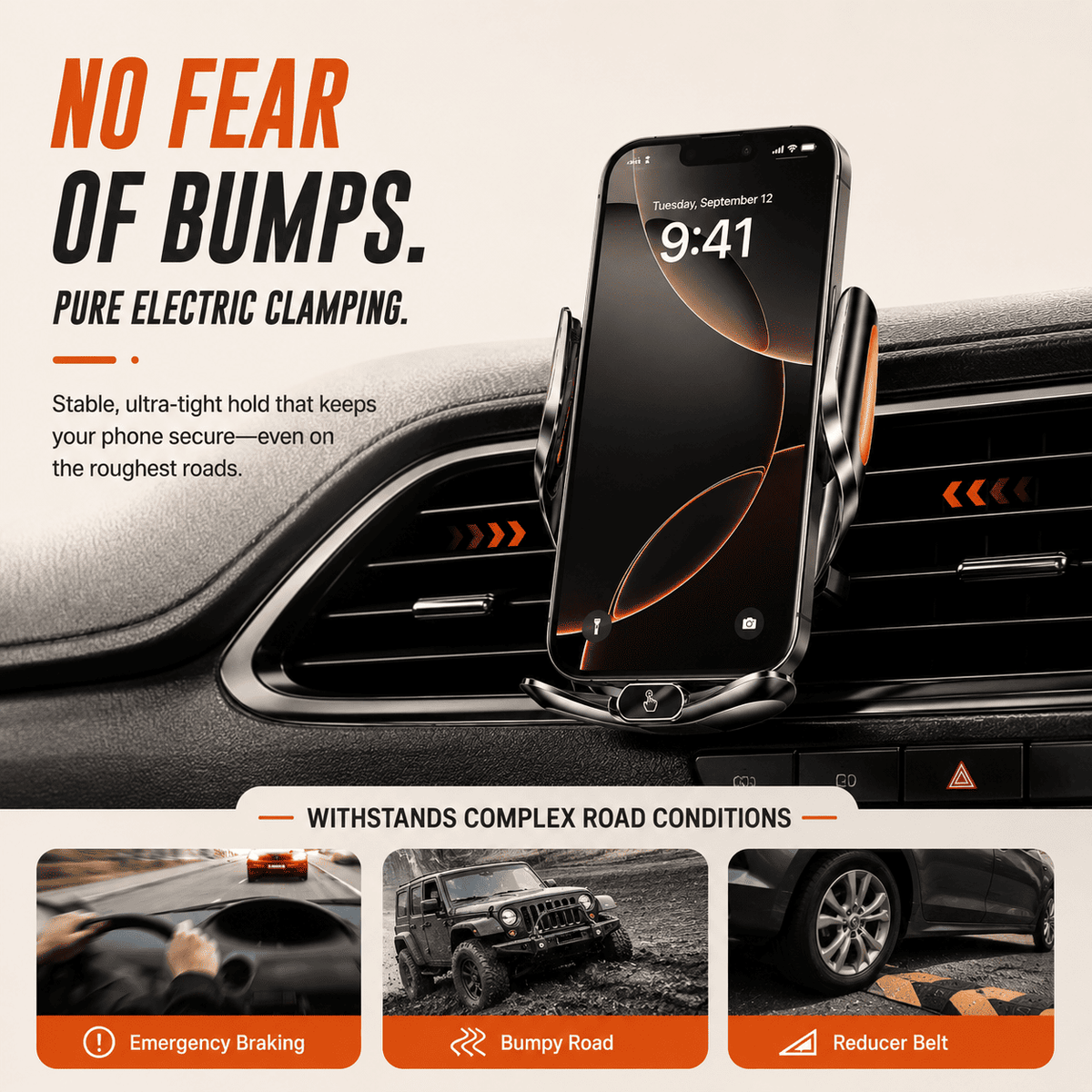 Auto-Clamping Car Phone Holder & Charger