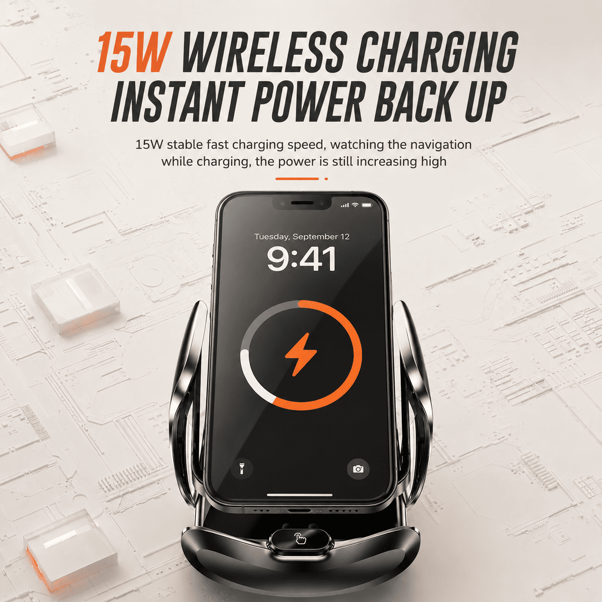 Auto-Clamping Car Phone Holder & Charger