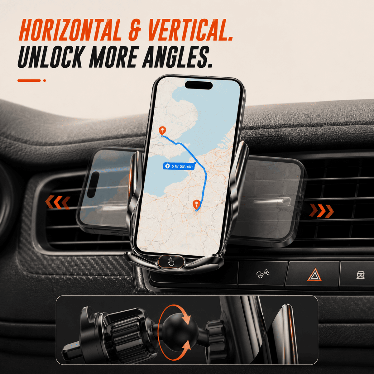 Auto-Clamping Car Phone Holder & Charger