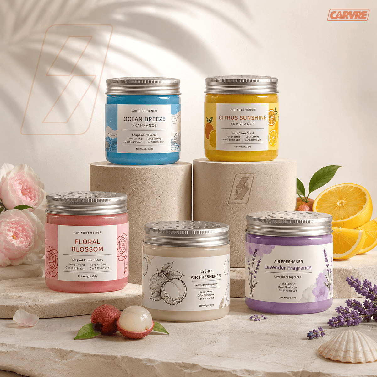 Car Air Freshener Gel Jar — 180g, Long Lasting