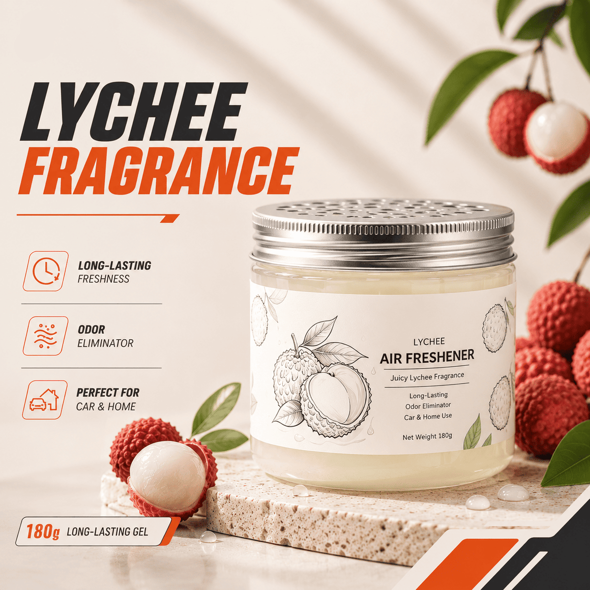 Car Air Freshener Gel Jar — 180g, Long Lasting
