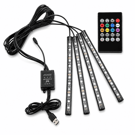 Car LED Ambient Lighting Kit — 4 Strips, App Control