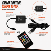 Car LED Ambient Lighting Kit — 4 Strips, App Control