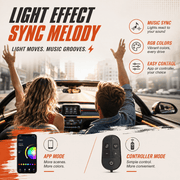 Car Interior LED Light Bars — App Controlled & Music Sync