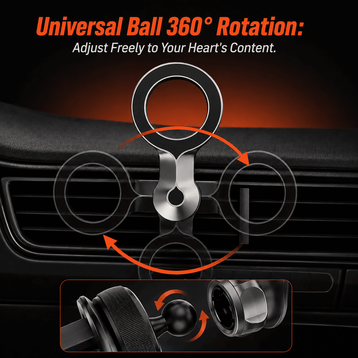 Magnetic Car Phone Holder — 360° Vent Mount