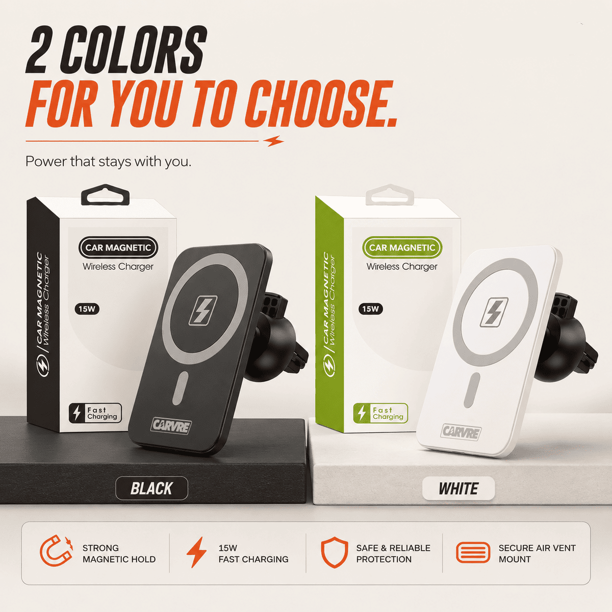 Magnetic Wireless Car Charger & Phone Mount