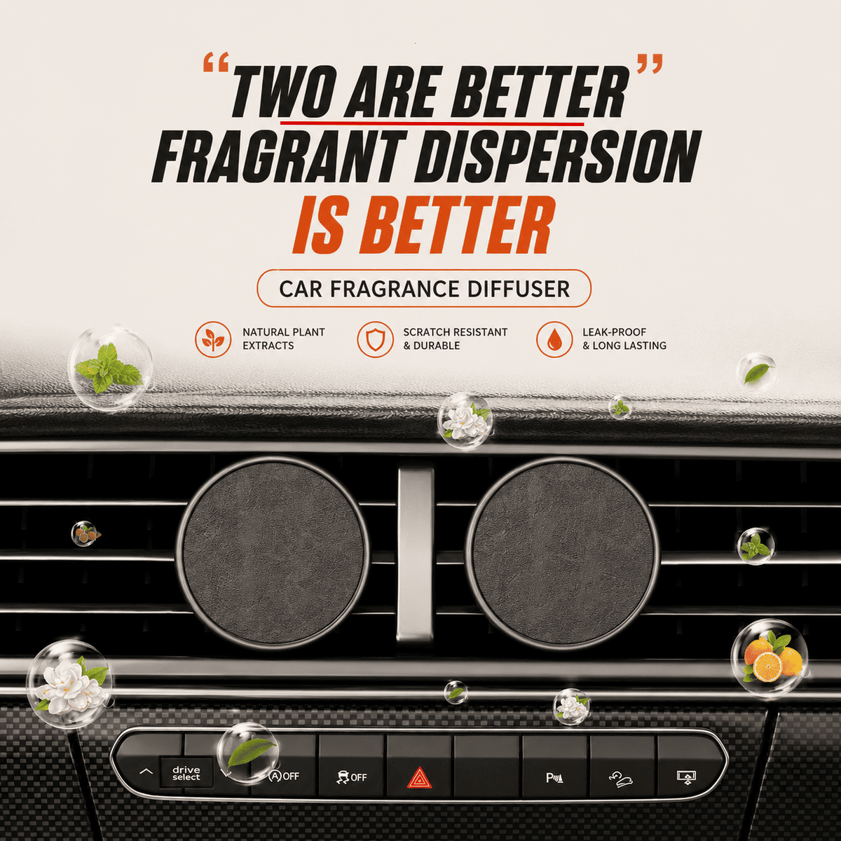 Metal Car Air Freshener Vent Clip — 3 Scents