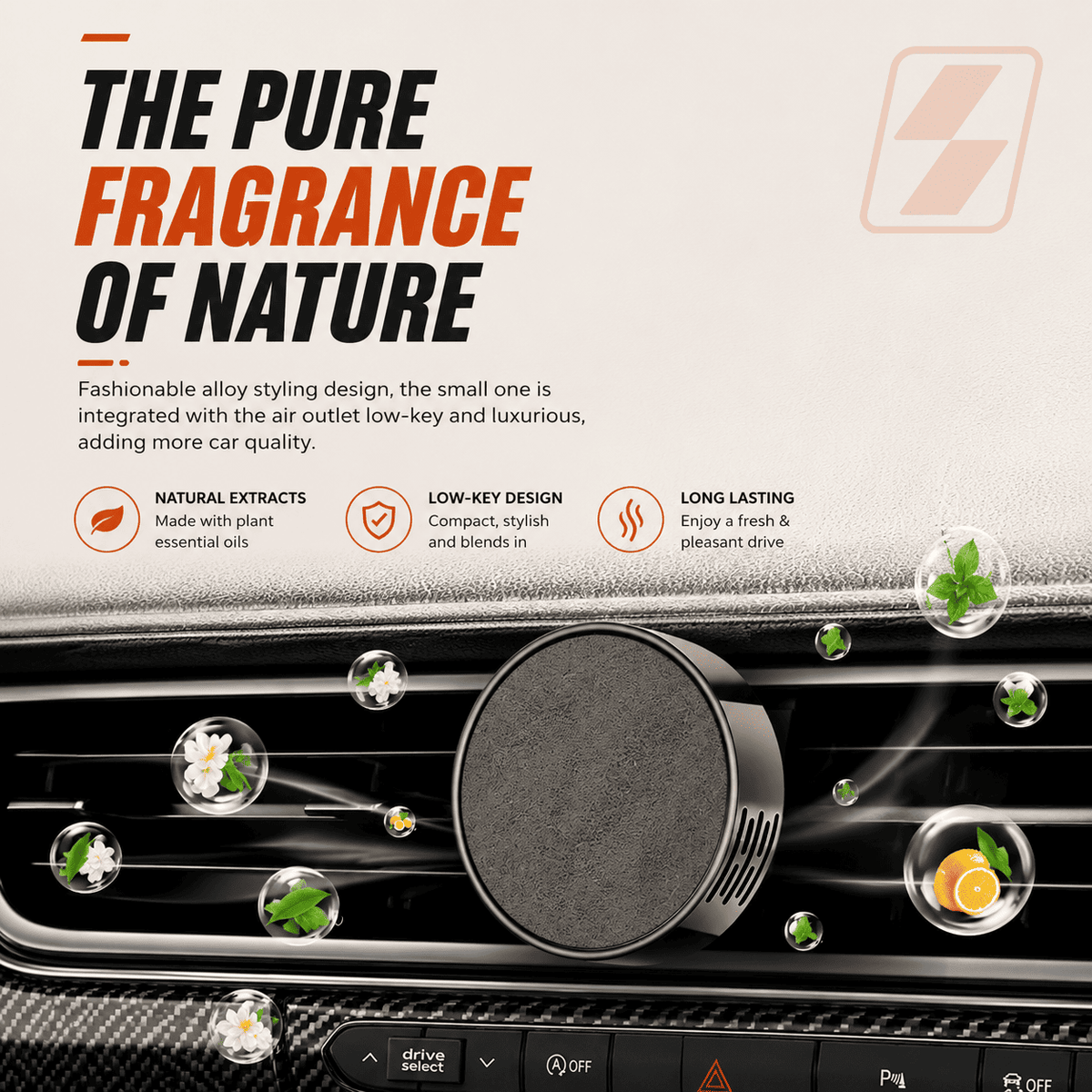 Metal Car Air Freshener Vent Clip — 3 Scents