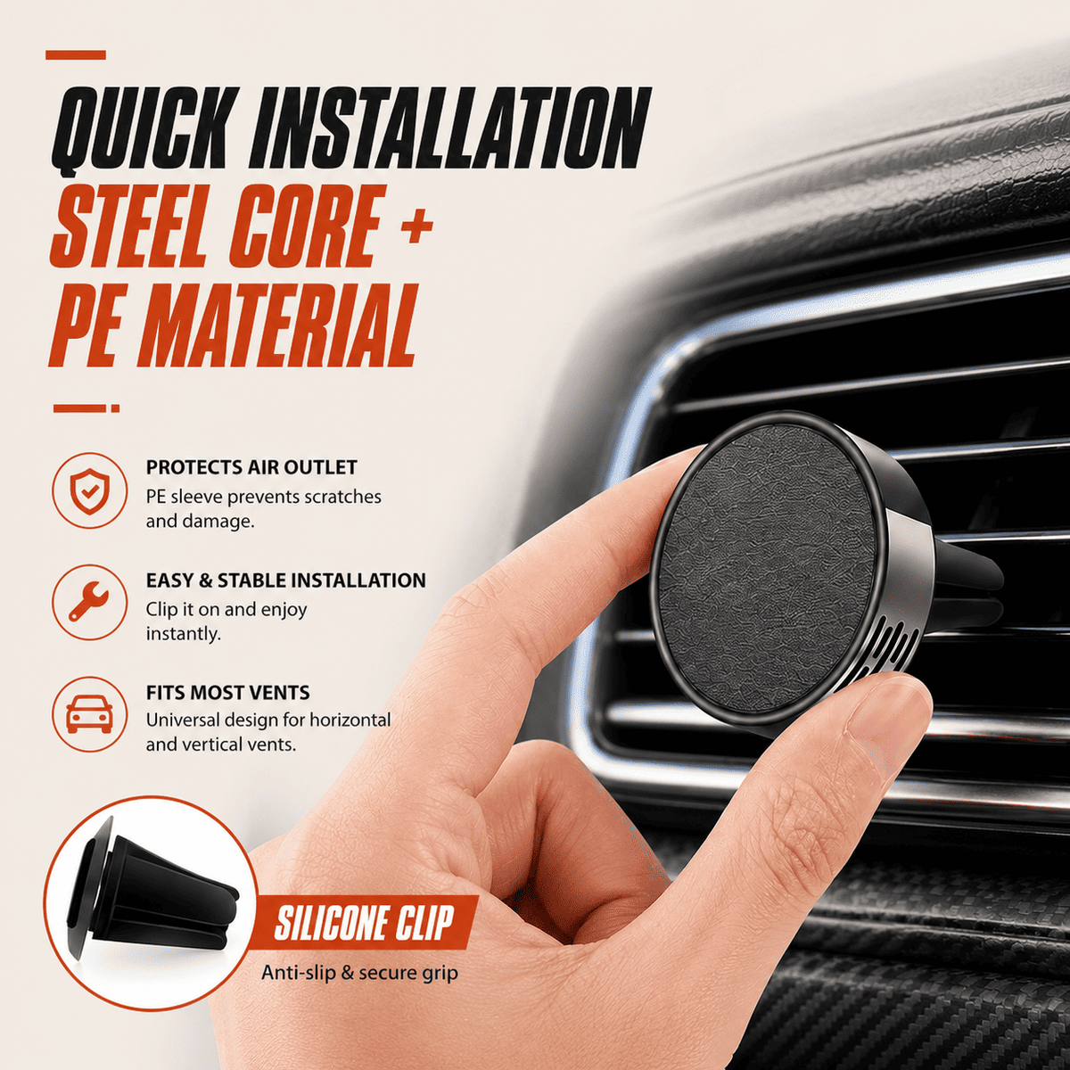 Metal Car Air Freshener Vent Clip — 3 Scents