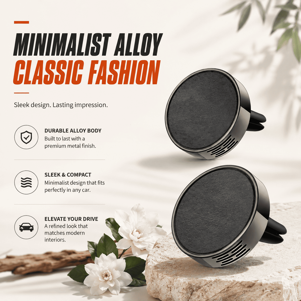 Metal Car Air Freshener Vent Clip — 3 Scents